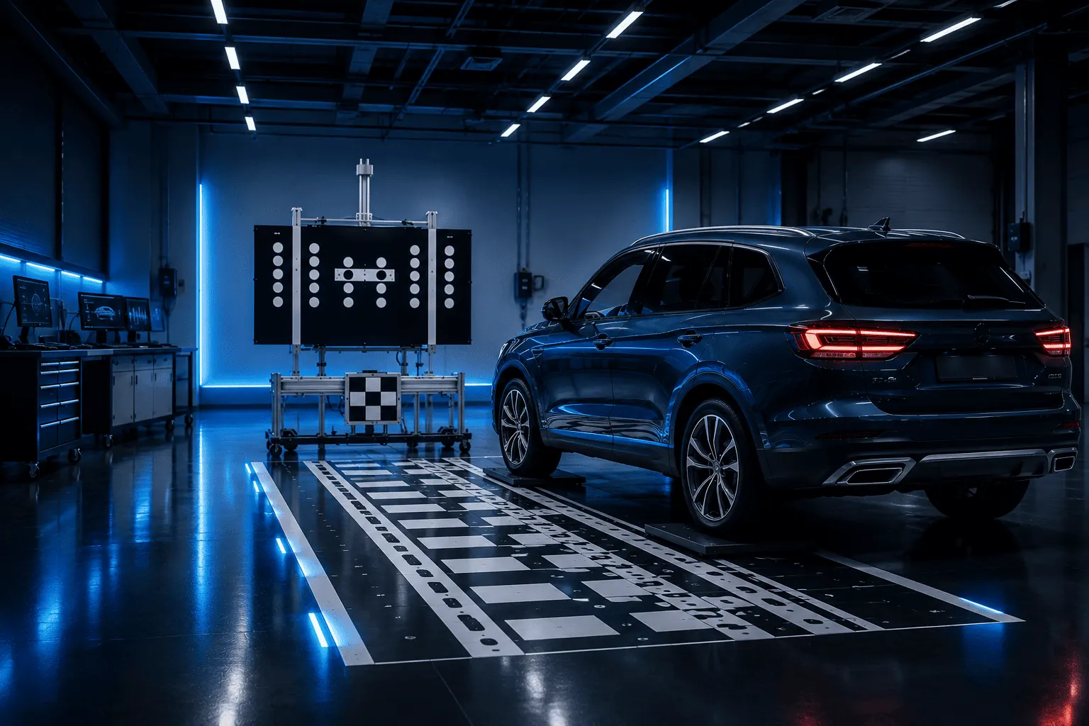 Passenger and commercial vehicle ADAS calibration in workshop